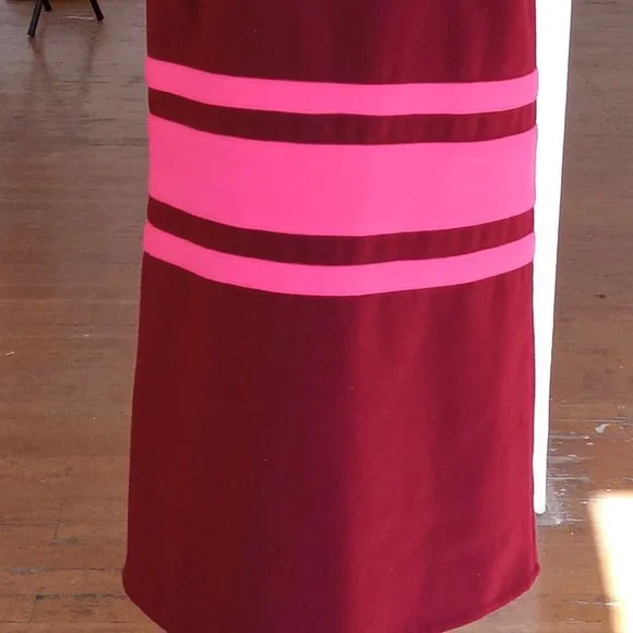 Deep Burgundy wine and Valentino pink mod like dress - Picture 5 of 6